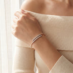 18K Rose Gold Diamond Stretch You & Me Bangle