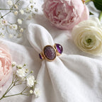 Amethyst Cabochon and Pink Sapphire Cocktail Ring