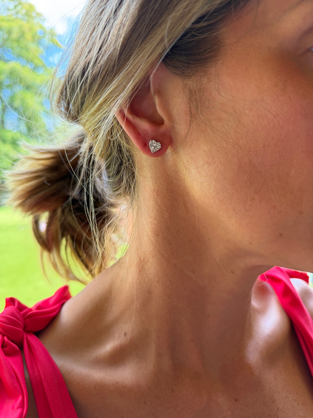 Heart Illusion Diamond Stud Earrings