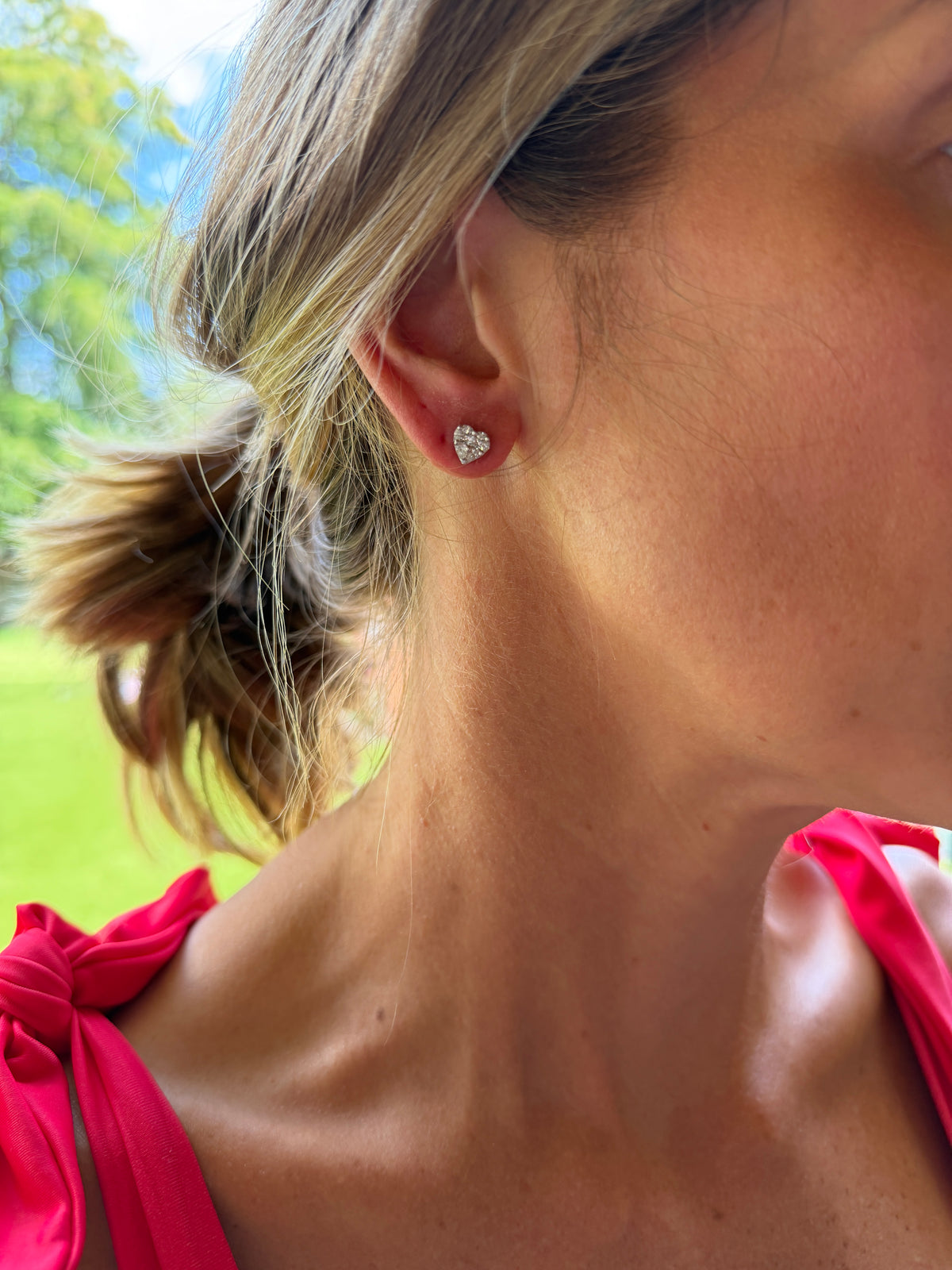 Heart Illusion Diamond Stud Earrings