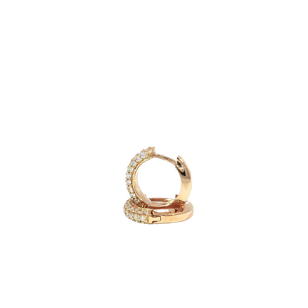 Triple-Row Diamond Hoop Earrings 18K Rose Gold