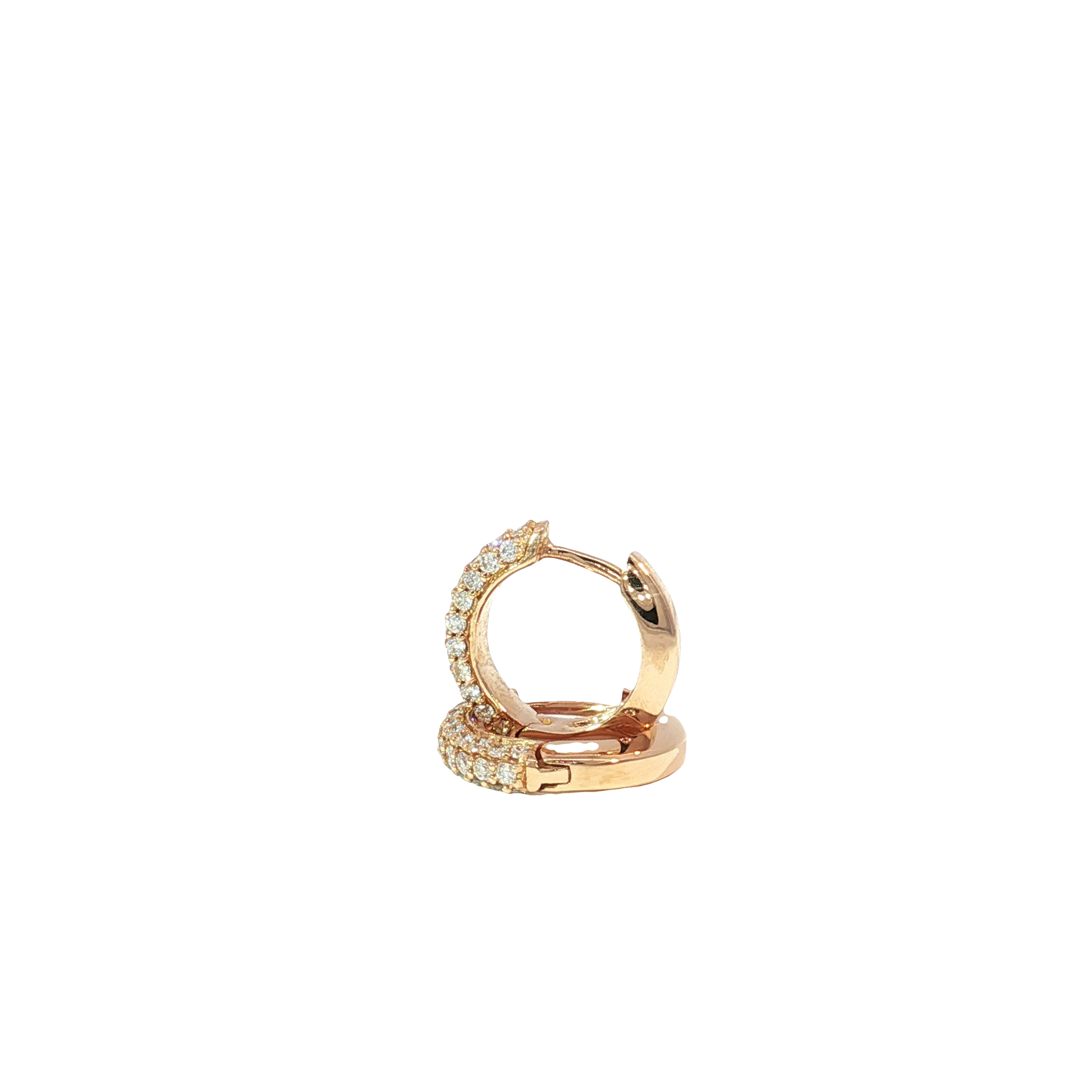 Triple-Row Diamond Hoop Earrings 18K Rose Gold