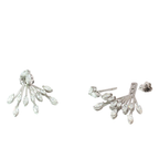 Marquise Diamond Radial Fan Dangle Earrings in White Gold