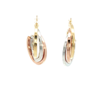 Interlocking Tri-Color Gold Triple Hoop Earrings