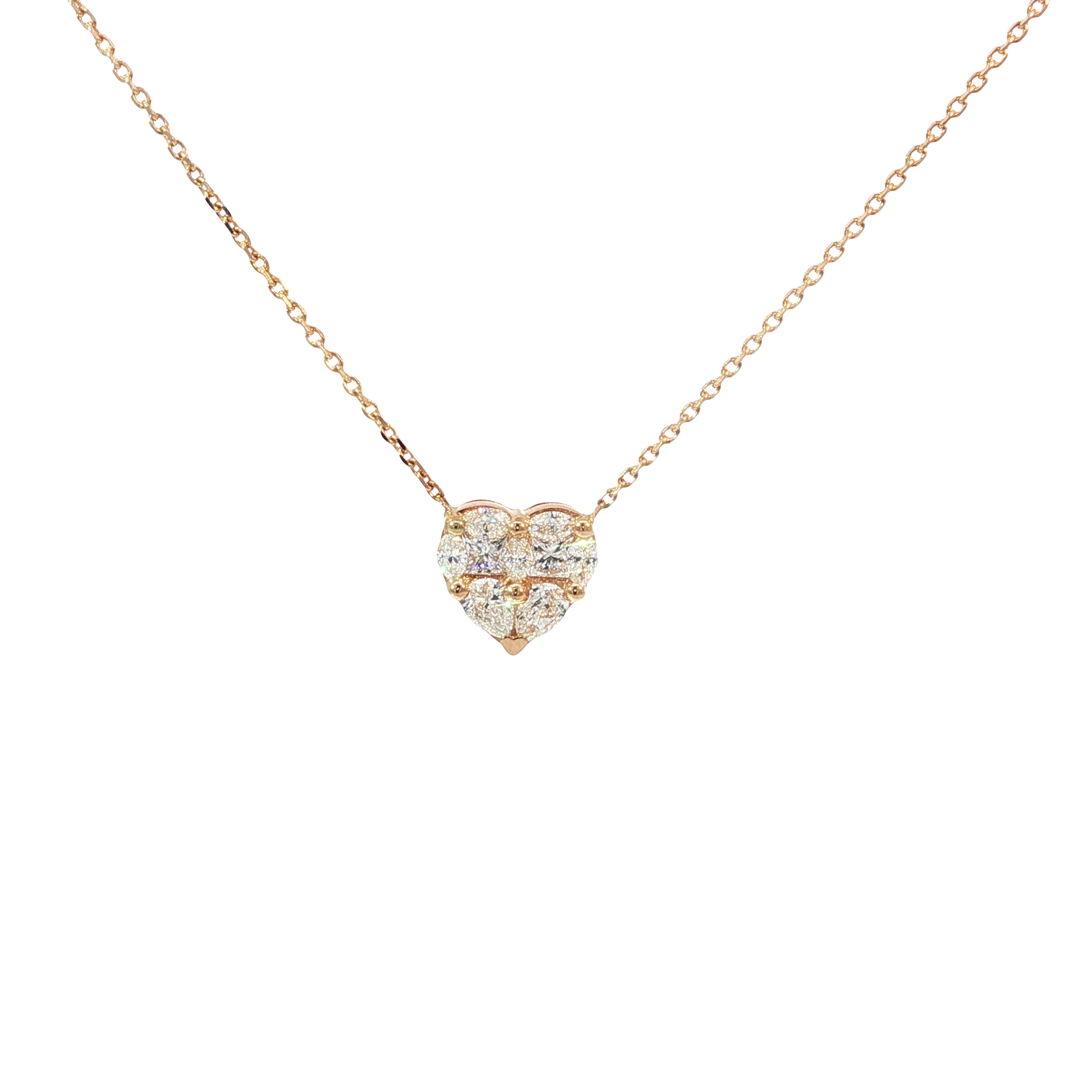Heart-Shaped Diamond Cluster Pendant in Rose Gold