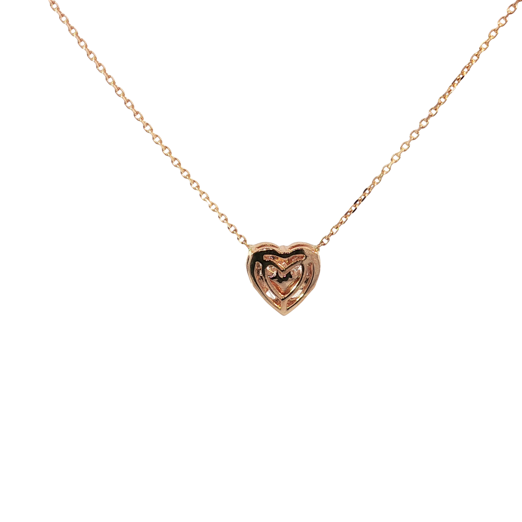 Heart-Shaped Diamond Cluster Pendant in Rose Gold