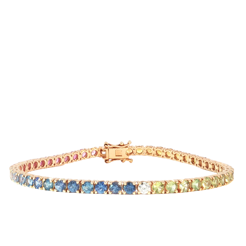 18K Rose Gold Multi-Color Sapphire and Diamond Tennis Bracelet
