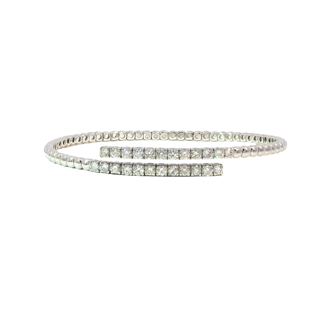 18K White Diamond Stretch You & Me Bangle