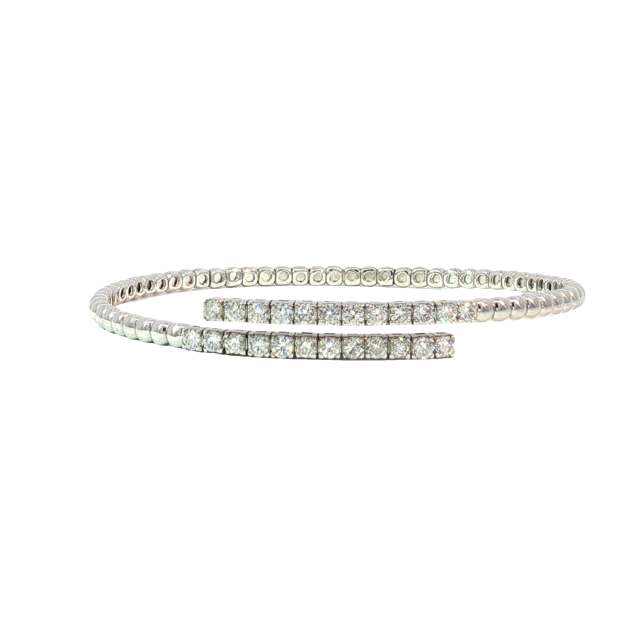 18K White Diamond Stretch You & Me Bangle