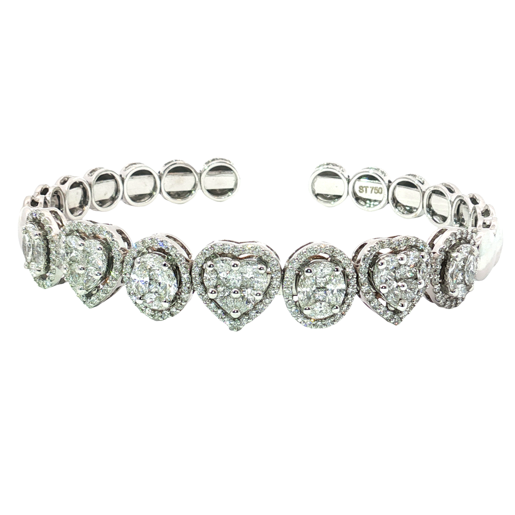Diamond Heart Cuff in 18K Gold