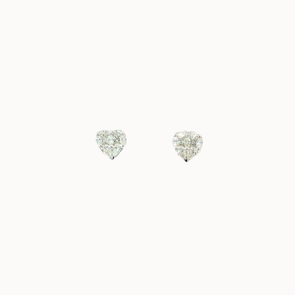 Heart Illusion Diamond Stud Earrings