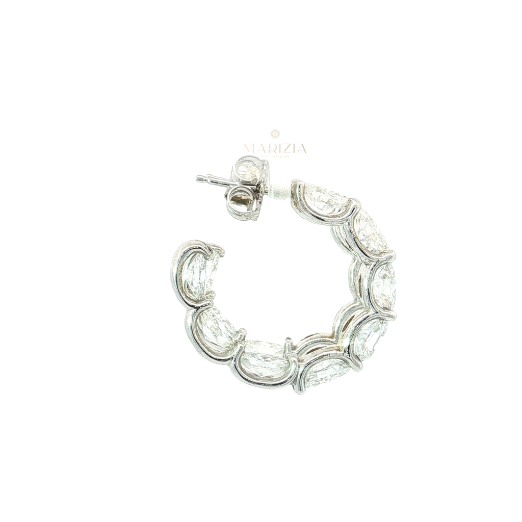 7.98 CTS Oval Cut Lab Diamond Hoop Earrings in 14K White Gold