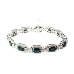18K White Gold Deep Blue Sapphire Halo Link Convertible Necklace/Bracelet