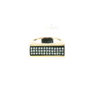Yellow Gold Rectangular Flip Ring with Pave Diamonds and Ruby