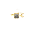 Square Diamond Cluster Open Ring in Yellow Gold