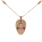 18K Rose Gold Snake Head Charm Necklace with Ruby Eyes