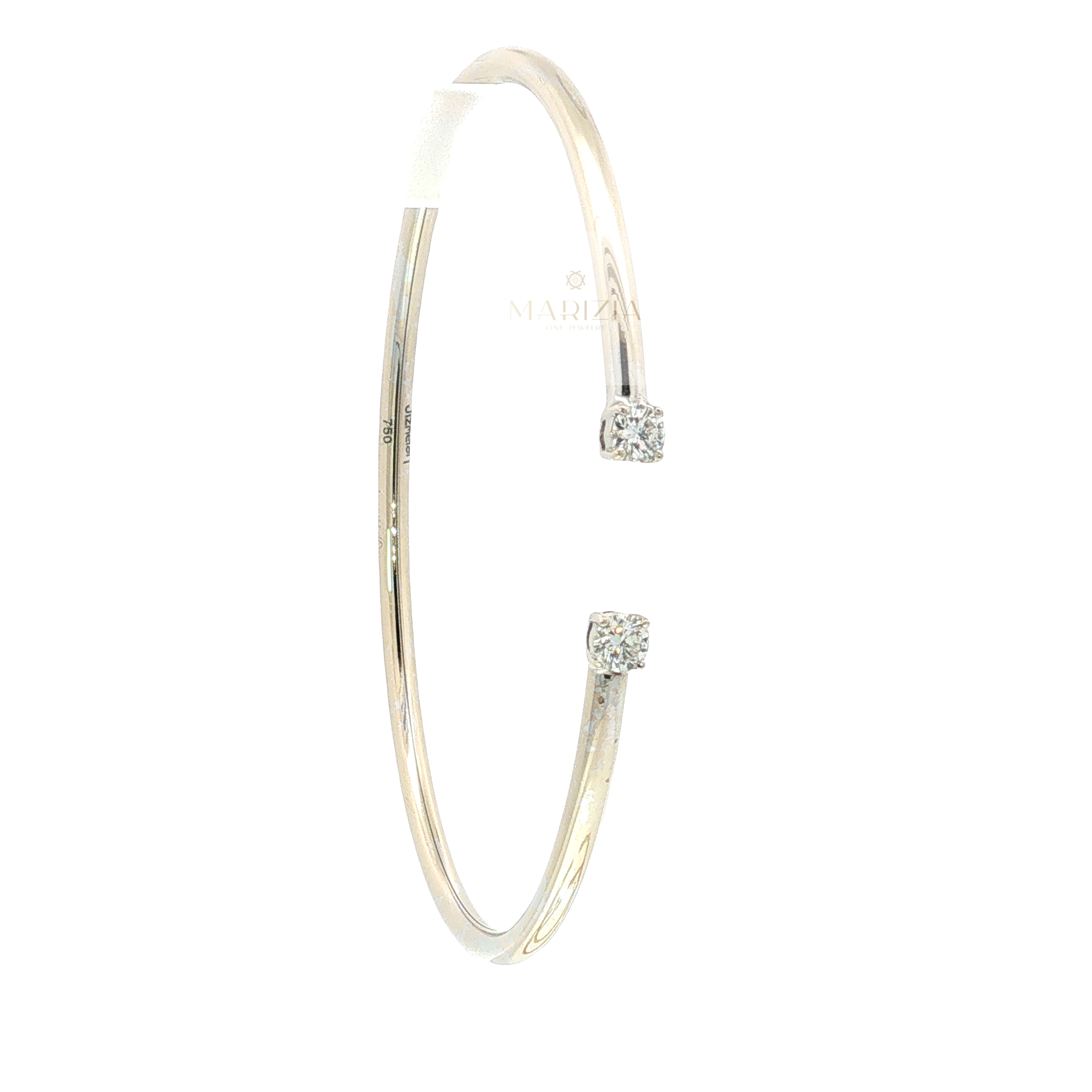 Diamond Open Cuff Bangle in 18K White Gold