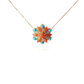 Floral Coral Starburst Charm Necklace in Rose Gold