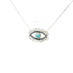 18K White Gold Turquoise Evil Eye Necklace