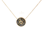 18K Yellow Gold Blue Sapphire Healing Aura Necklace