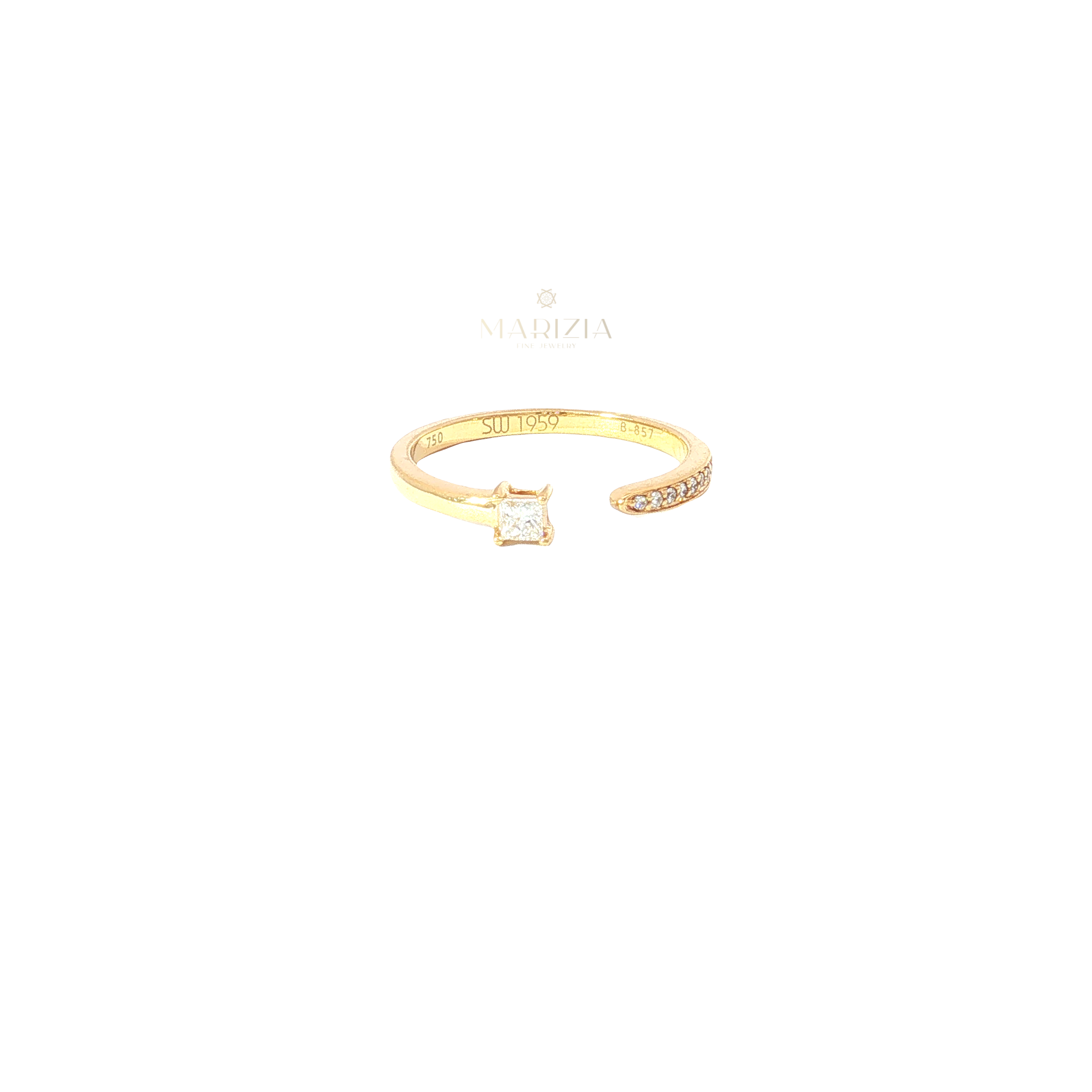 Yellow Gold Open Diamond Stackable Ring