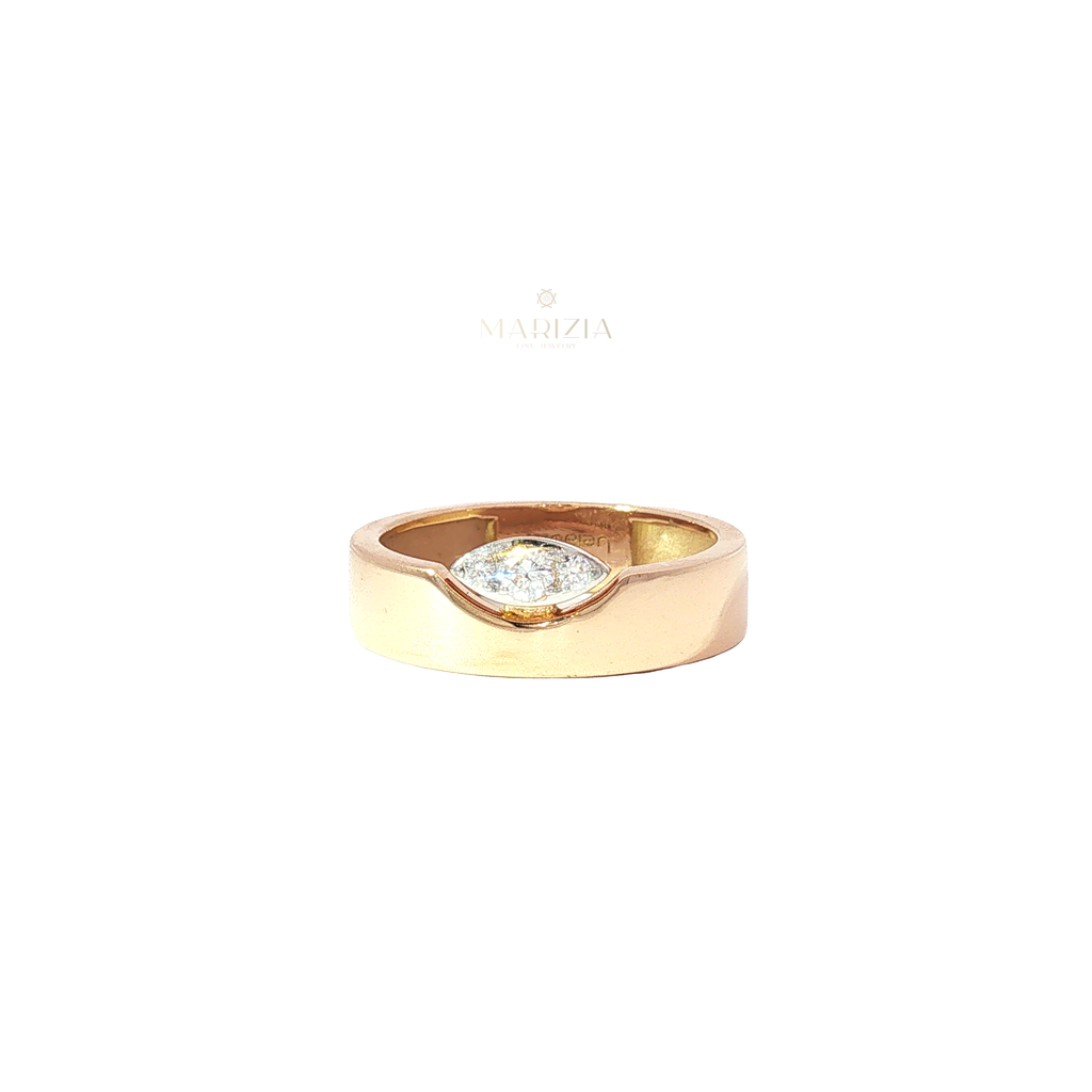 18K Rose Gold Diamond Bangle with Marquise Pavé Accent