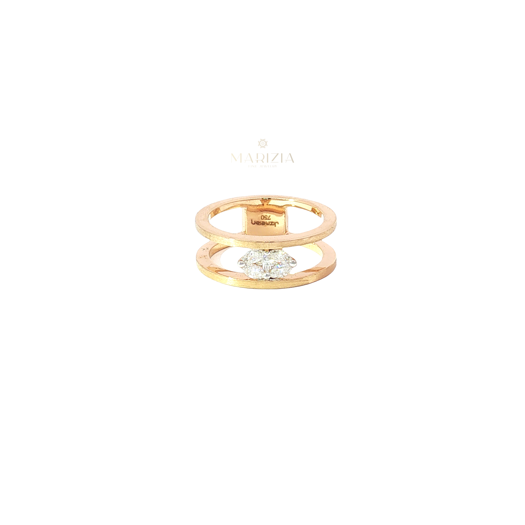 Open Band Diamond Ring in 18K Brushed Rose Gold