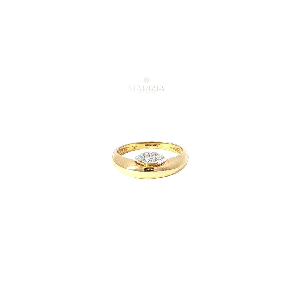 Marquise Diamond Cluster Dome Ring in Yellow Gold
