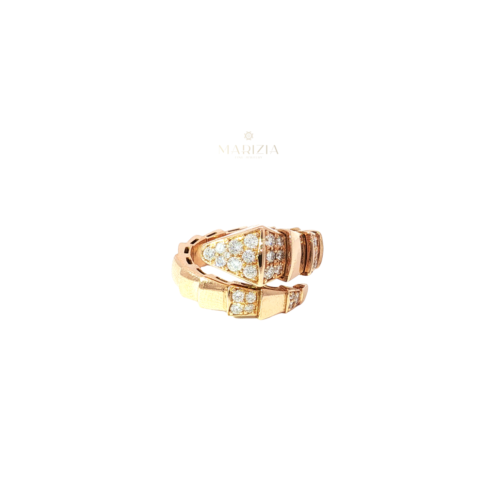 Rose Gold Diamond Pavé Bypass Snake Ring