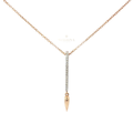 Diamond Bar and Teardrop Pendant Necklace in 18K Rose Gold
