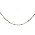 Alternating Diamond and Bead Necklace in White Gold