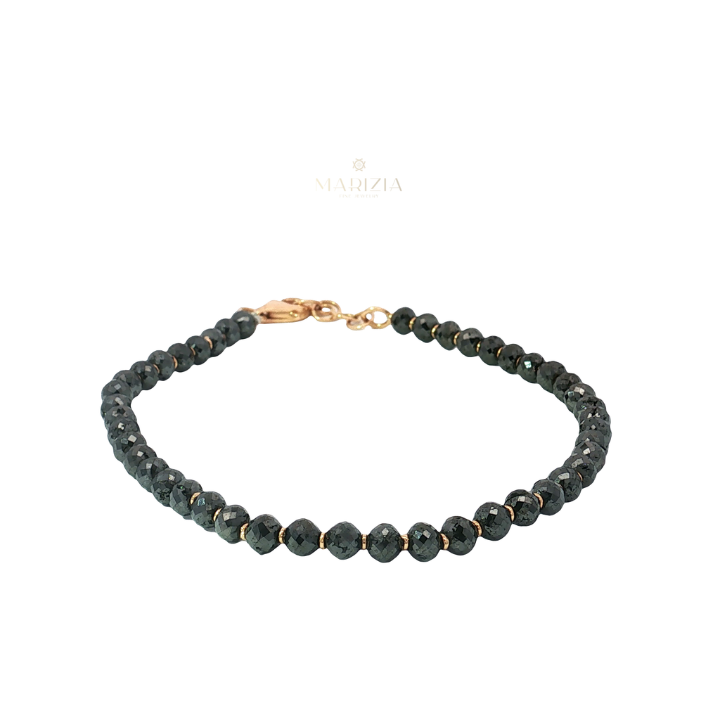 Faceted Black Diamond Beaded Bracelet in 18K Rose Gold