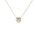18K Rose Gold Diamond Heart Halo Pendant Necklace