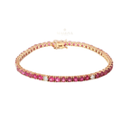 18K Rose Gold Pink Sapphire Tennis Bracelet