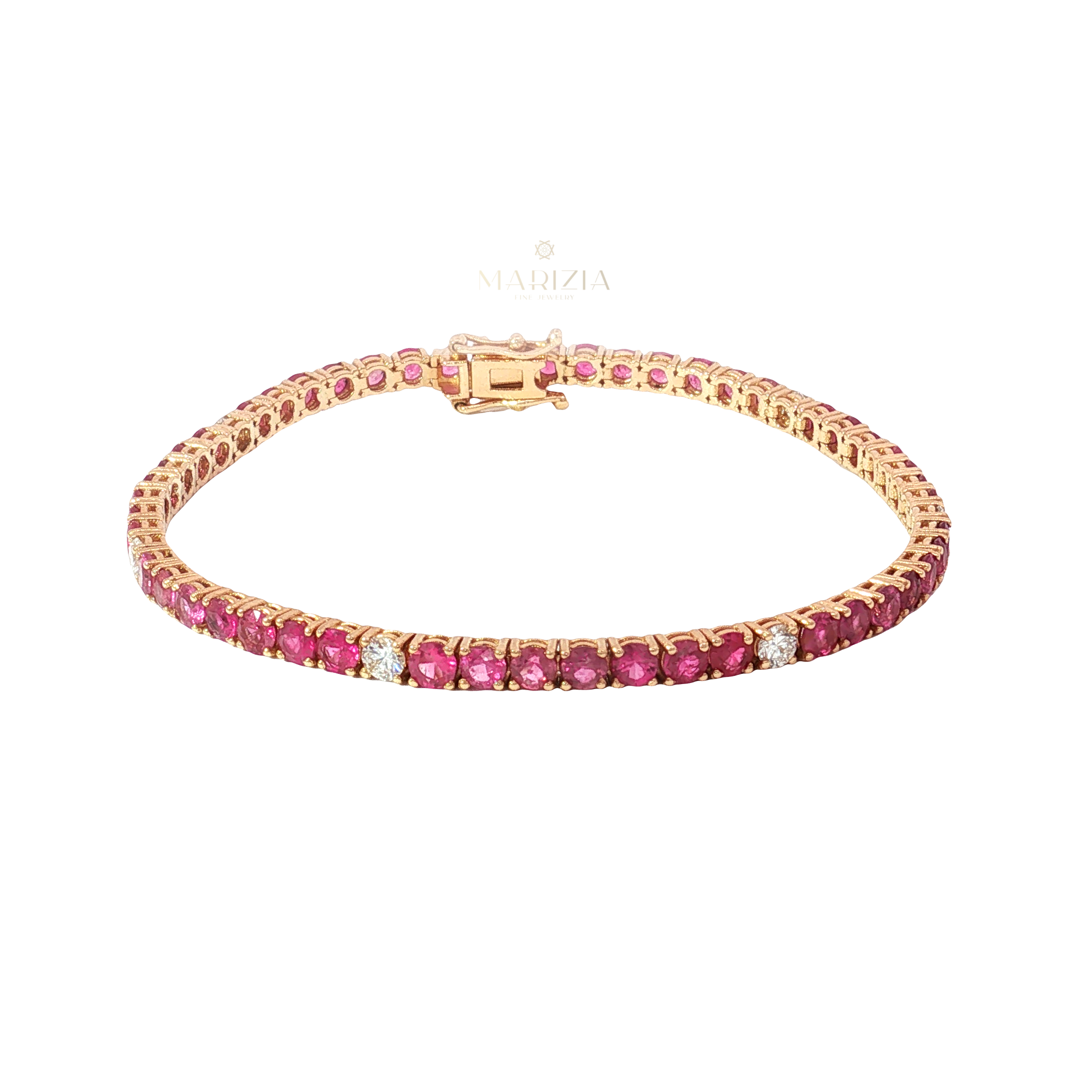 18K Rose Gold Pink Sapphire Tennis Bracelet