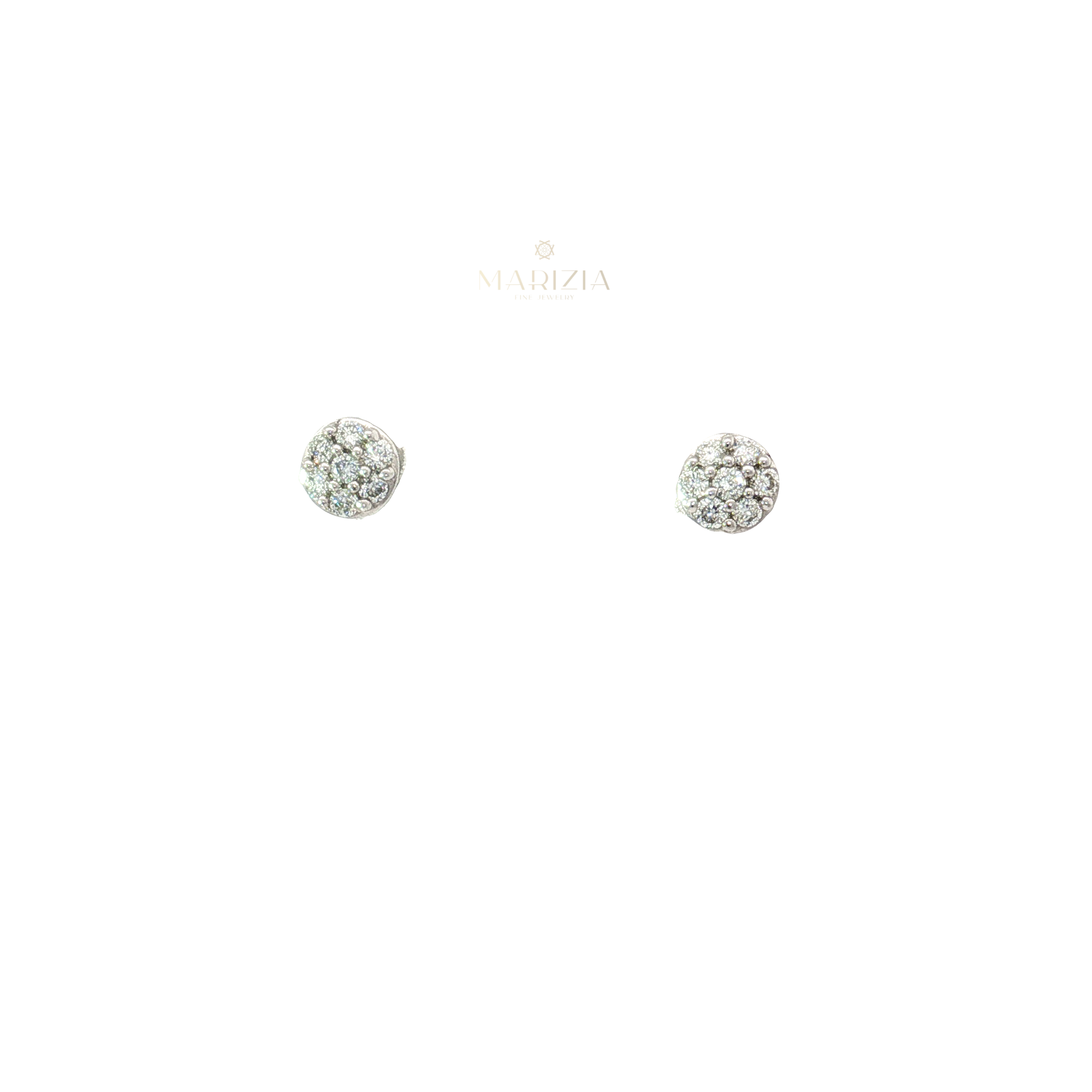 18K White Gold Diamond Cluster Stud Earrings