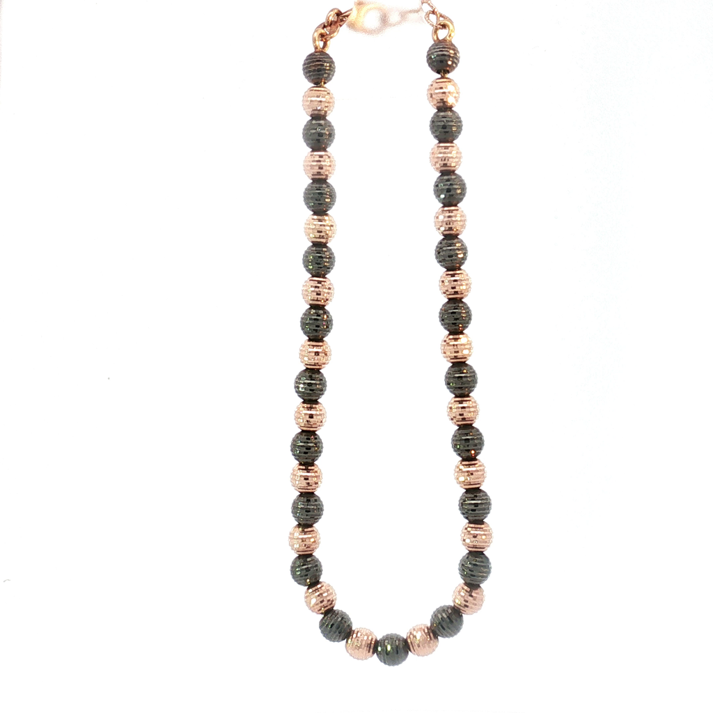 Textured Two-Tone 18K Rose and Black Gold Beaded Bracelet