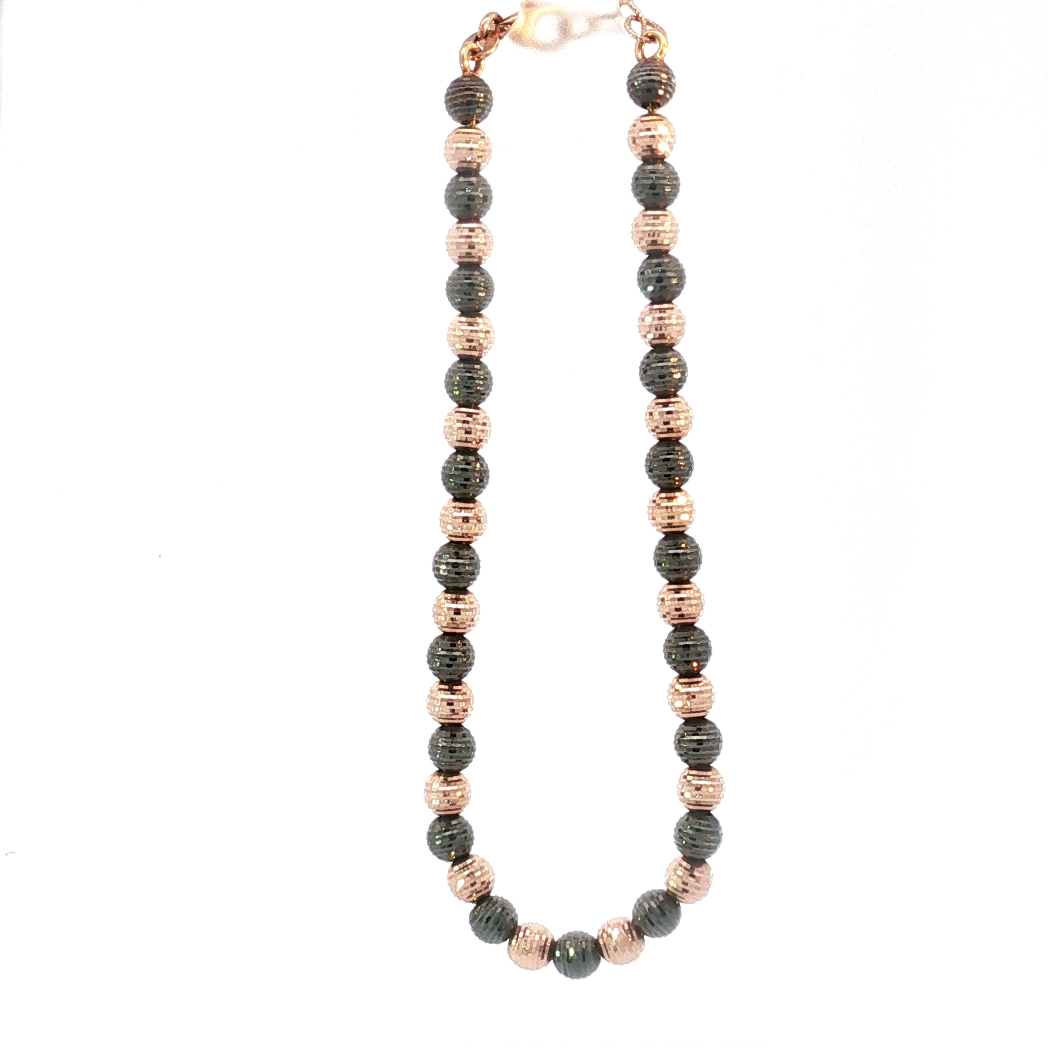 Textured Two-Tone 18K Rose and Black Gold Beaded Bracelet