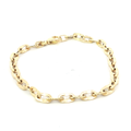 Yellow Gold Textured Elongated Link Chain Bracelet