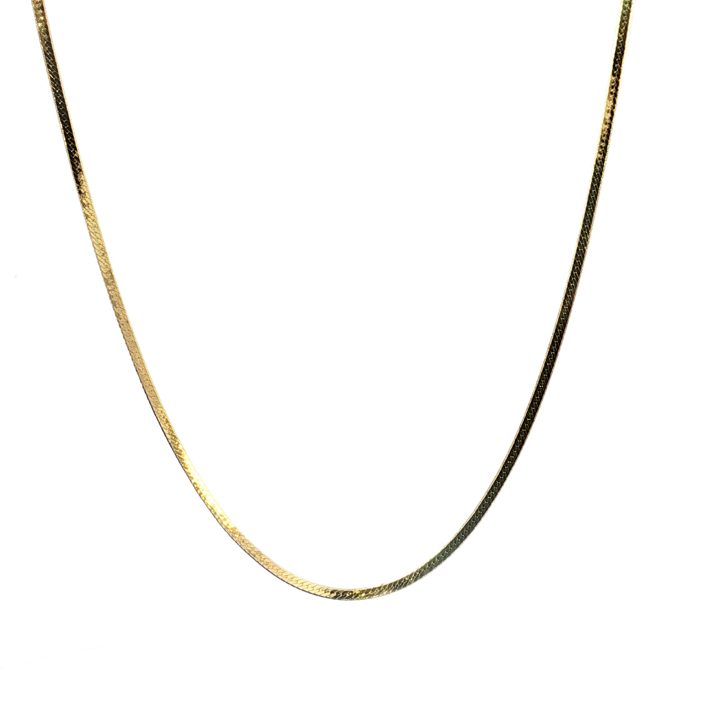 18K Yellow Gold Herringbone Chain Necklace