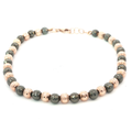 Textured Two-Tone 18K Rose and Black Gold Beaded Bracelet