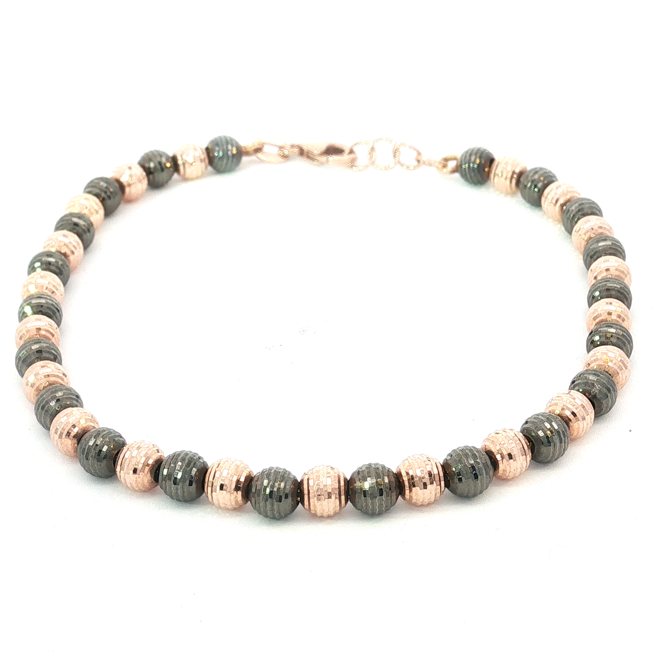 Textured Two-Tone 18K Rose and Black Gold Beaded Bracelet