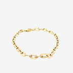 Yellow Gold Textured Elongated Link Chain Bracelet