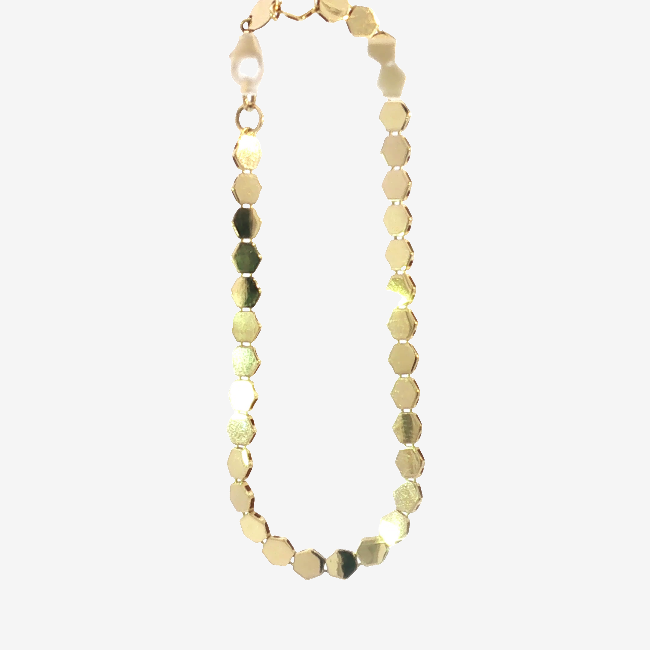 18k Yellow Gold Hexagon Link Chain Bracelet