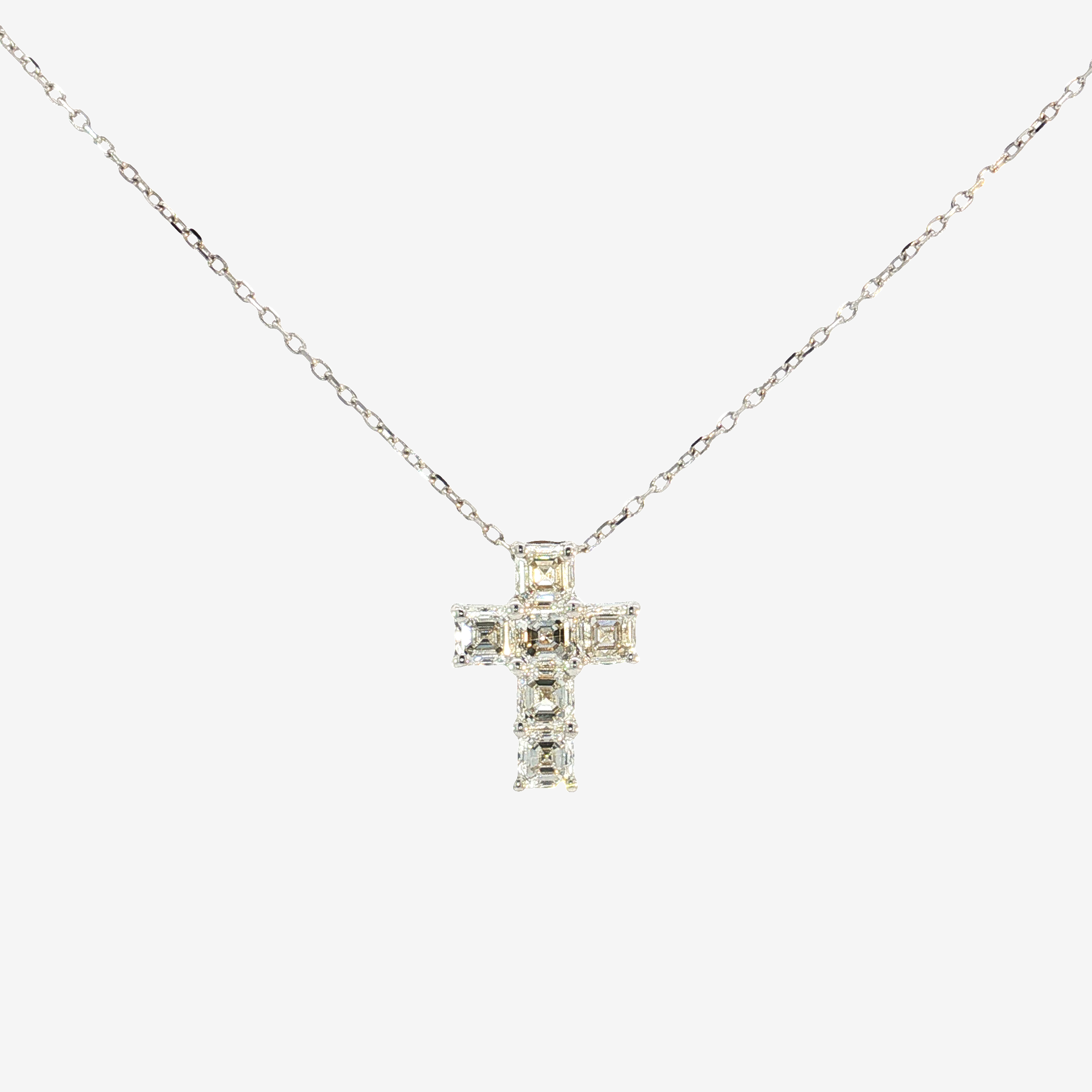 Diamond Cross Pendant Necklace in 18K White Gold