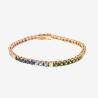 18K Rose Gold Multi-Color Gemstone Tennis Bracelet