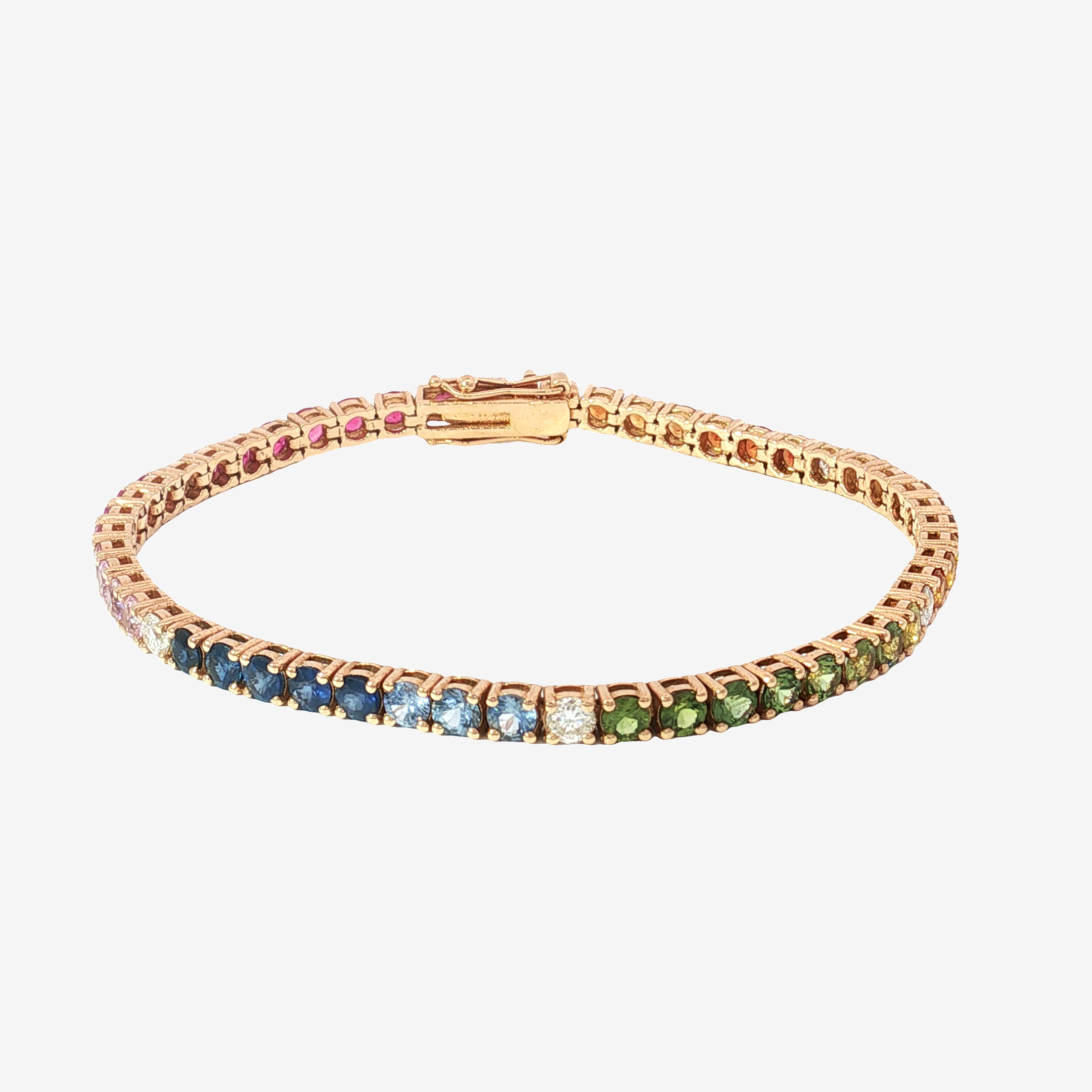 18K Rose Gold Multi-Color Gemstone Tennis Bracelet