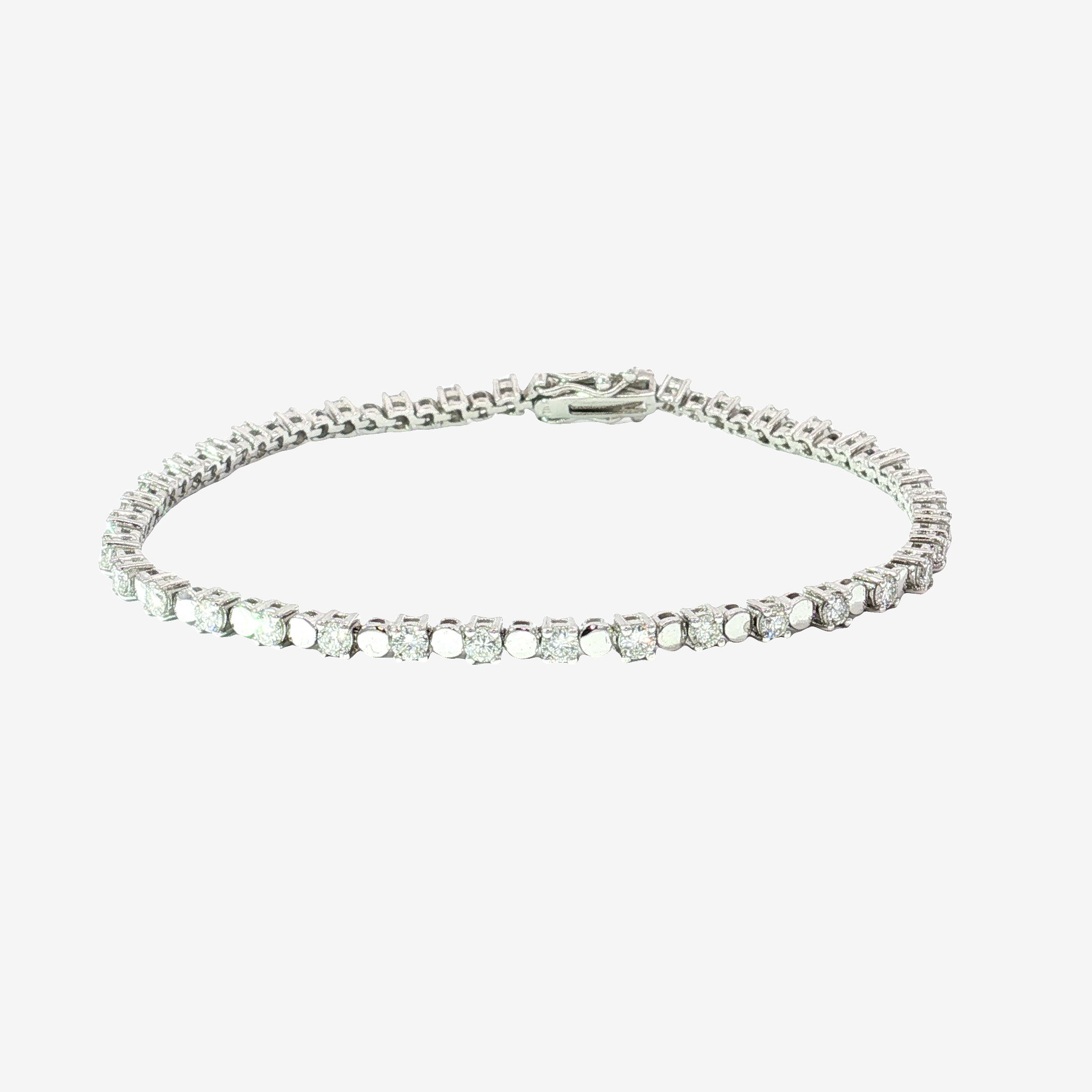 Diamond and 18K White Gold Alternating Link Tennis Bracelet