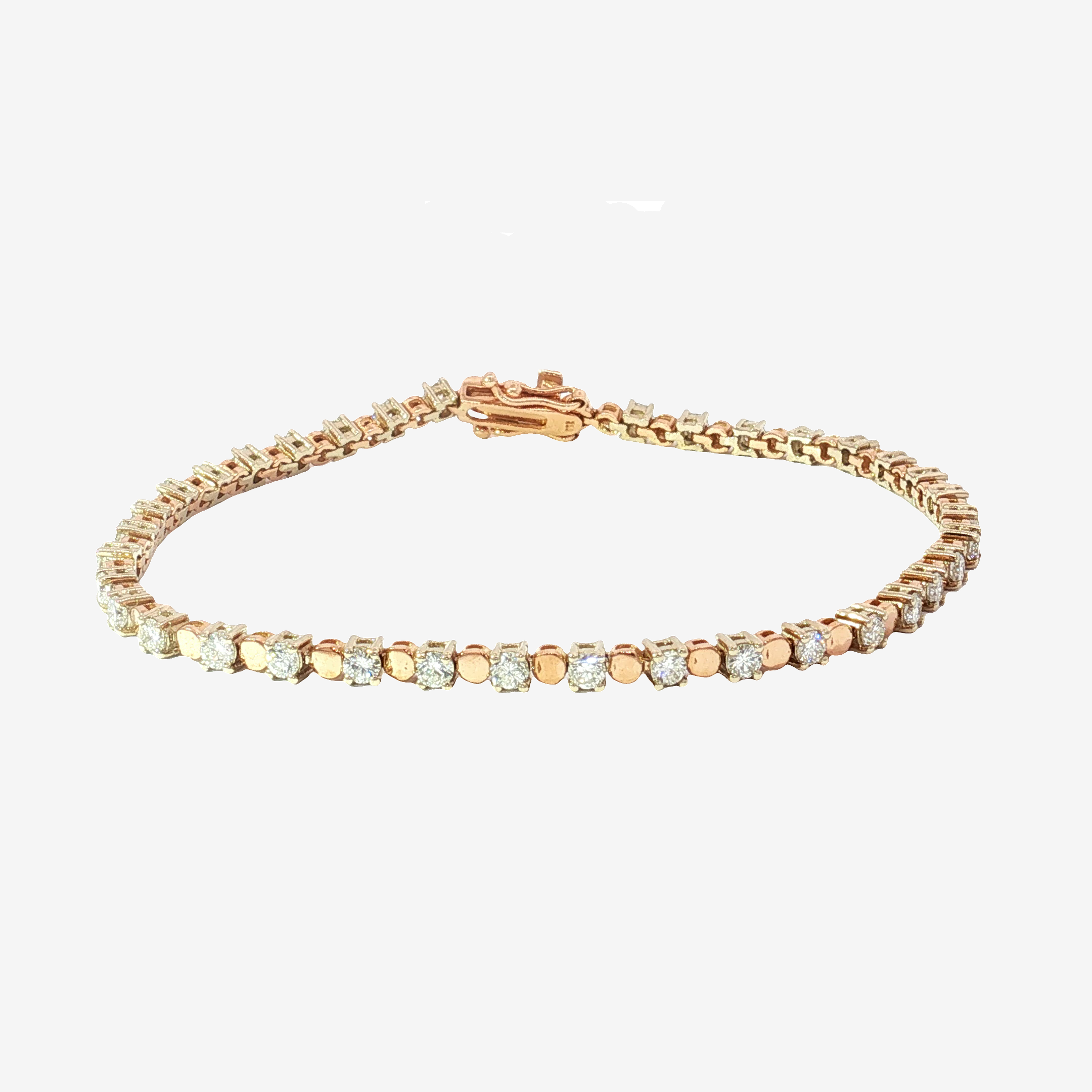 18K Rose Gold Diamond Alternating Link Tennis Bracelet