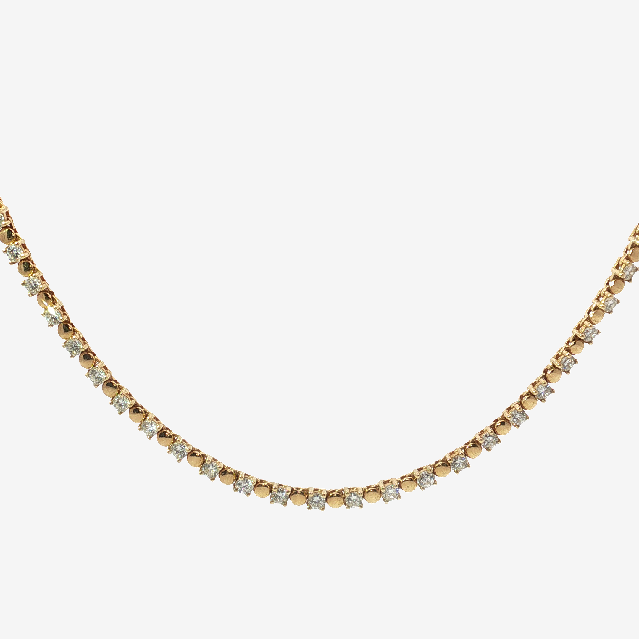 Alternating Diamond and 18K Yellow Gold Bead Necklace